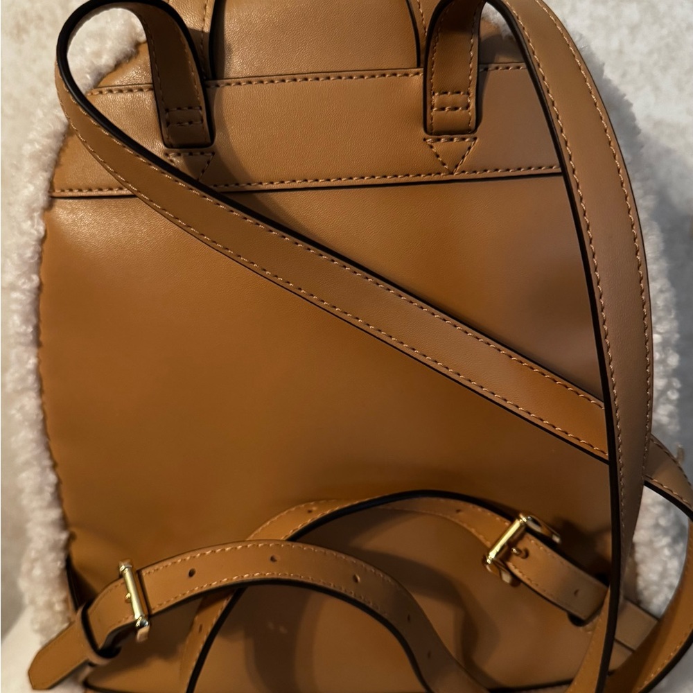 Michael Kors Tan and Cream medium Suede and Faux Shearling Backpack - Picture 3 of 5